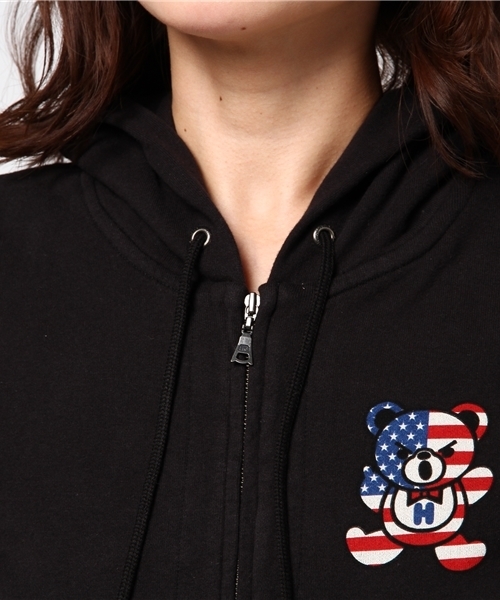 HYSTERIC GLAMOUR(ヒステリックグラマー)の「FLAG BEAR pt PK(パーカー・レディース・ホワイト/トップグレー/ブラック・SMALL/MEDIUM)」の15枚目の写真
