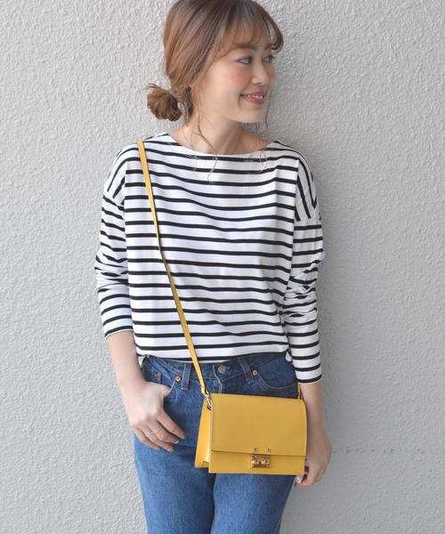 SHIPS for women（シップスフォーウィメン）の「ボーダーボートネック◇（Tシャツ/カットソー・レディース・オフホワイト/グリーン/ピンク・ONE SIZE）」の2枚目の写真