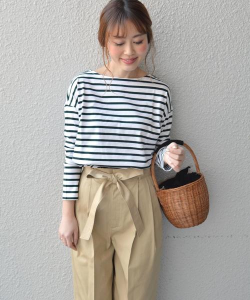 SHIPS for women（シップスフォーウィメン）の「ボーダーボートネック◇（Tシャツ/カットソー・レディース・オフホワイト/グリーン/ピンク・ONE SIZE）」の3枚目の写真