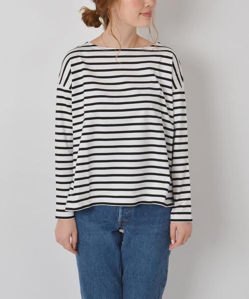 SHIPS for women（シップスフォーウィメン）の「ボーダーボートネック◇（Tシャツ/カットソー・レディース・オフホワイト/グリーン/ピンク・ONE SIZE）」の5枚目の写真