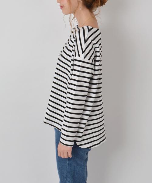 SHIPS for women（シップスフォーウィメン）の「ボーダーボートネック◇（Tシャツ/カットソー・レディース・オフホワイト/グリーン/ピンク・ONE SIZE）」の6枚目の写真