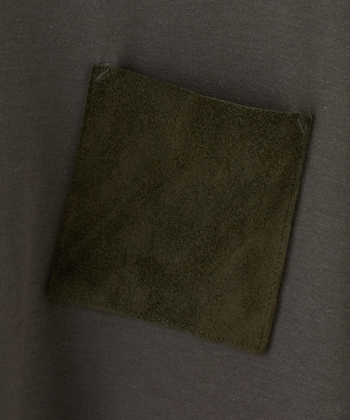 STUDIOUS(ステュディオス)の「シルキータッチレザーポケットTシャツ(Tシャツ/カットソー・メンズ・ネイビー/ブラック/カーキ/ホワイト・1/3/2)」の10枚目の写真