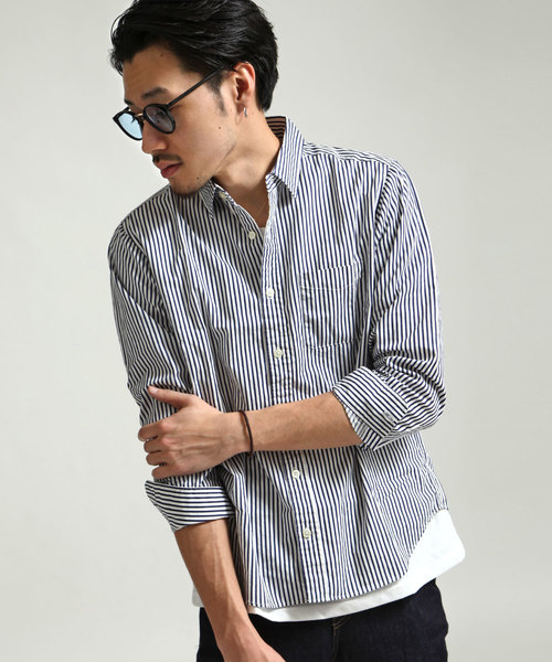 ZIP FIVE（ジップファイブ）の「【ZIP FIVE】綿100%レギュラーカラーシャツ Yシャツ 日本製　カジュアル　ビジカジ（シャツ/ブラウス・メンズ・ブラック系その他4/パープル系その他4/ブルー系その他2/ブルー系その他3/パープル系その他3/ブラック系その他/ブルー系その他/ホワイト系その他4/ブラック系その他2/ブラック系その他3/ブラック×グリーン/ベージュ系その他/サックスブルー/ホワイト/ベージュ/ブラック・SMALL/MEDIUM/LARGE/X-LARGE/X-SMALL）」の12枚目の写真