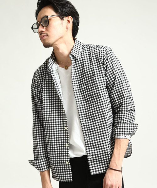 ZIP FIVE（ジップファイブ）の「【ZIP FIVE】綿100%レギュラーカラーシャツ Yシャツ 日本製　カジュアル　ビジカジ（シャツ/ブラウス・メンズ・ブラック系その他4/パープル系その他4/ブルー系その他2/ブルー系その他3/パープル系その他3/ブラック系その他/ブルー系その他/ホワイト系その他4/ブラック系その他2/ブラック系その他3/ブラック×グリーン/ベージュ系その他/サックスブルー/ホワイト/ベージュ/ブラック・SMALL/MEDIUM/LARGE/X-LARGE/X-SMALL）」の7枚目の写真