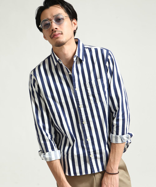 ZIP FIVE（ジップファイブ）の「【ZIP FIVE】綿100%レギュラーカラーシャツ Yシャツ 日本製　カジュアル　ビジカジ（シャツ/ブラウス・メンズ・ブラック系その他4/パープル系その他4/ブルー系その他2/ブルー系その他3/パープル系その他3/ブラック系その他/ブルー系その他/ホワイト系その他4/ブラック系その他2/ブラック系その他3/ブラック×グリーン/ベージュ系その他/サックスブルー/ホワイト/ベージュ/ブラック・SMALL/MEDIUM/LARGE/X-LARGE/X-SMALL）」の13枚目の写真