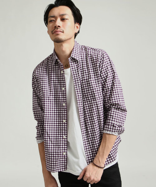 ZIP FIVE（ジップファイブ）の「【ZIP FIVE】綿100%レギュラーカラーシャツ Yシャツ 日本製　カジュアル　ビジカジ（シャツ/ブラウス・メンズ・ブラック系その他4/パープル系その他4/ブルー系その他2/ブルー系その他3/パープル系その他3/ブラック系その他/ブルー系その他/ホワイト系その他4/ブラック系その他2/ブラック系その他3/ブラック×グリーン/ベージュ系その他/サックスブルー/ホワイト/ベージュ/ブラック・SMALL/MEDIUM/LARGE/X-LARGE/X-SMALL）」の15枚目の写真