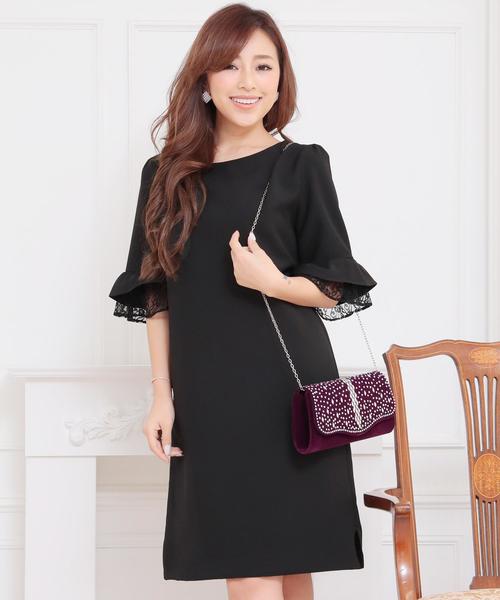 Doula Doula（ドゥーラドゥーラ）の「袖フレアワンピース　ドレス（ドレス・レディース・ネイビー/ベージュ/ブラック/ブルー/グレー・M/L）」の9枚目の写真