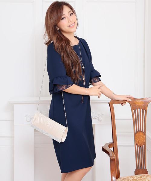 Doula Doula（ドゥーラドゥーラ）の「袖フレアワンピース　ドレス（ドレス・レディース・ネイビー/ベージュ/ブラック/ブルー/グレー・M/L）」の20枚目の写真