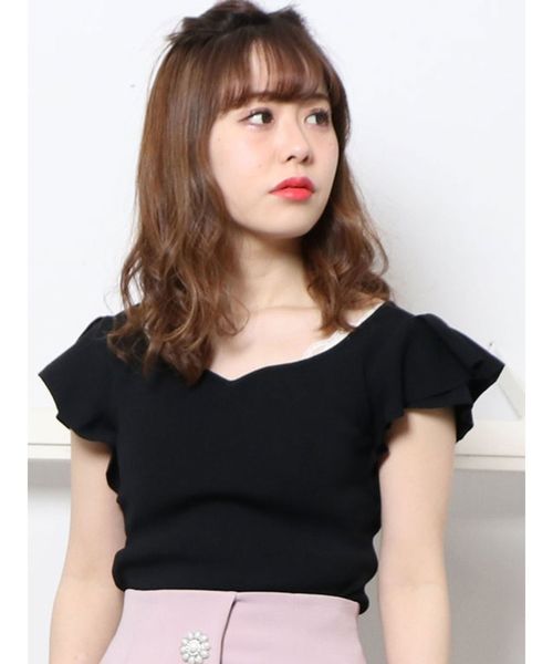 dazzlin（ダズリン）の「ハートシェイプフレア袖ニットトップス（ニット/セーター・レディース・オフホワイト/ブラック/パープル・FREE）」の3枚目の写真