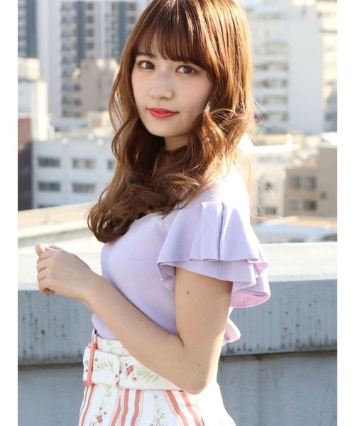 dazzlin（ダズリン）の「ハートシェイプフレア袖ニットトップス（ニット/セーター・レディース・オフホワイト/ブラック/パープル・FREE）」の12枚目の写真