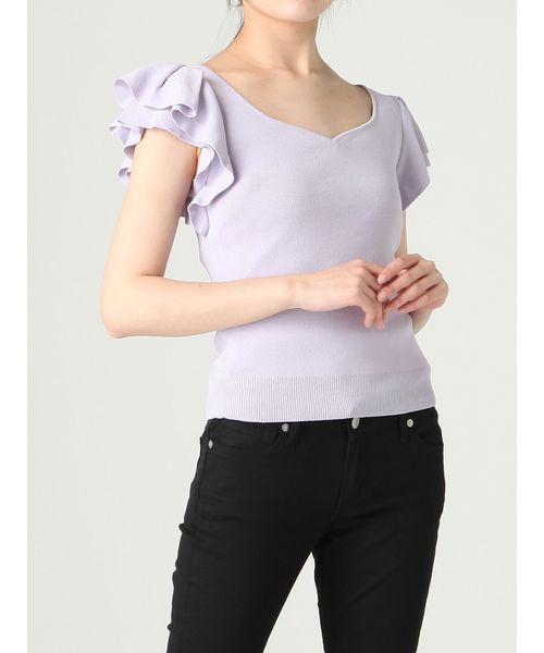 dazzlin（ダズリン）の「ハートシェイプフレア袖ニットトップス（ニット/セーター・レディース・オフホワイト/ブラック/パープル・FREE）」の22枚目の写真