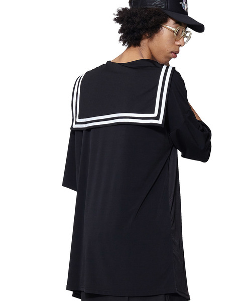 ホラーナイトオバケネコラインセーラーTシャツ -メガビッグ-（T