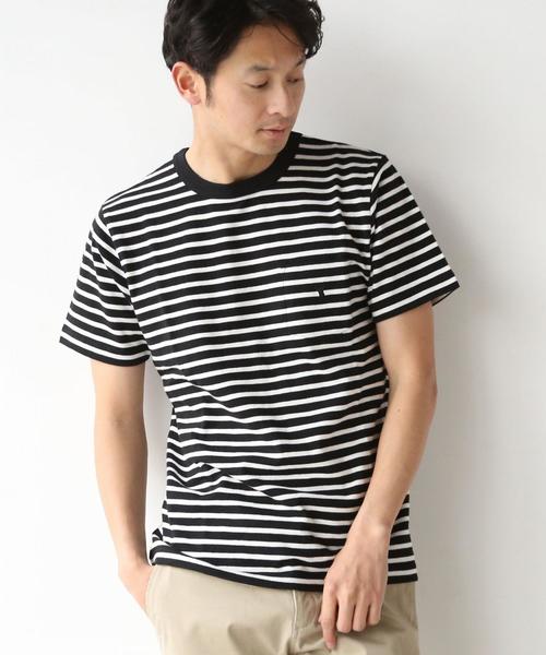 coen（コーエン）の「スラブボーダーポケットTシャツ（Tシャツ/カットソー・メンズ・ブラック/ホワイト/オリーブ/オレンジ・MEDIUM/X-LARGE/LARGE/SMALL）」の9枚目の写真