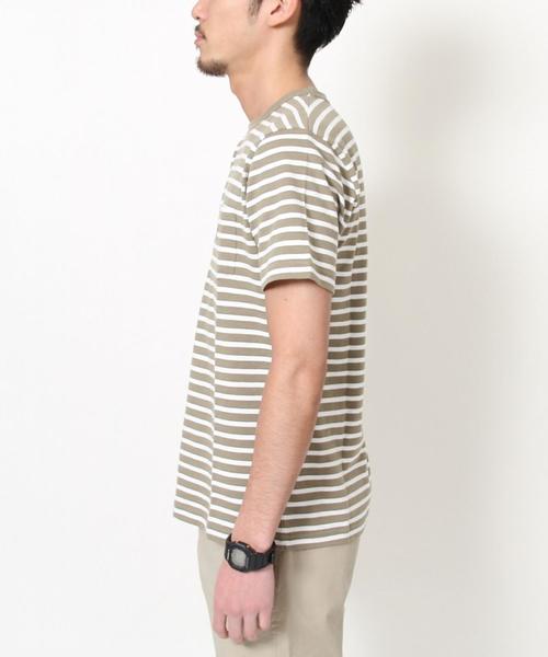 coen（コーエン）の「スラブボーダーポケットTシャツ（Tシャツ/カットソー・メンズ・ブラック/ホワイト/オリーブ/オレンジ・MEDIUM/X-LARGE/LARGE/SMALL）」の13枚目の写真