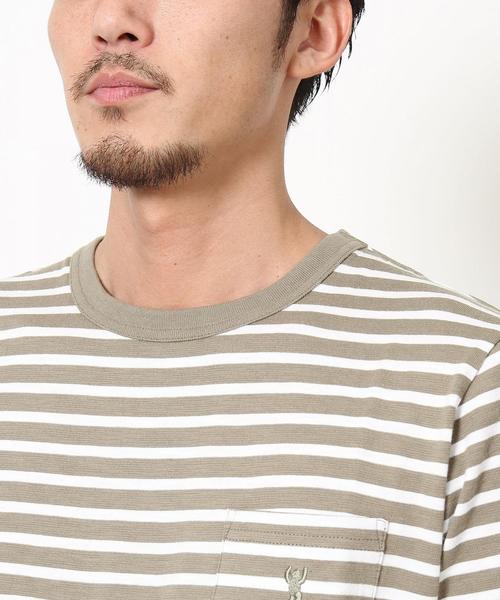 coen（コーエン）の「スラブボーダーポケットTシャツ（Tシャツ/カットソー・メンズ・ブラック/ホワイト/オリーブ/オレンジ・MEDIUM/X-LARGE/LARGE/SMALL）」の11枚目の写真