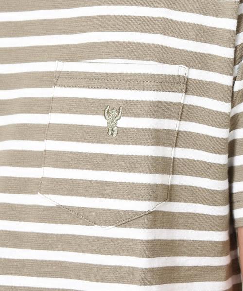 coen（コーエン）の「スラブボーダーポケットTシャツ（Tシャツ/カットソー・メンズ・ブラック/ホワイト/オリーブ/オレンジ・MEDIUM/X-LARGE/LARGE/SMALL）」の5枚目の写真