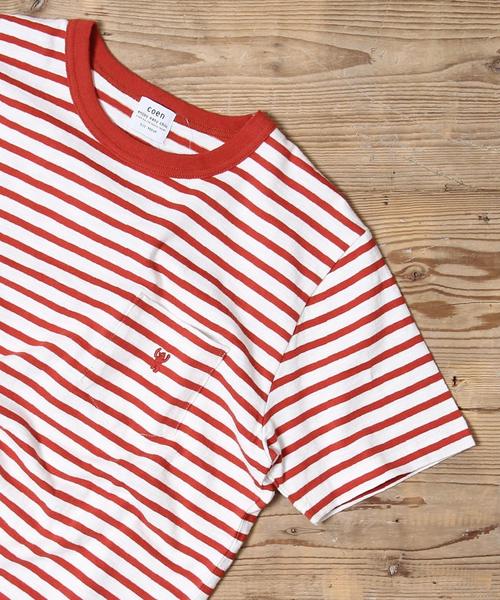 coen（コーエン）の「スラブボーダーポケットTシャツ（Tシャツ/カットソー・メンズ・ブラック/ホワイト/オリーブ/オレンジ・MEDIUM/X-LARGE/LARGE/SMALL）」の14枚目の写真