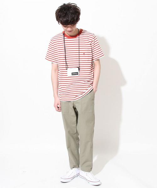 coen（コーエン）の「スラブボーダーポケットTシャツ（Tシャツ/カットソー・メンズ・ブラック/ホワイト/オリーブ/オレンジ・MEDIUM/X-LARGE/LARGE/SMALL）」の19枚目の写真