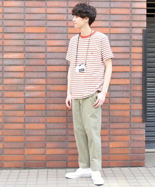 coen（コーエン）の「スラブボーダーポケットTシャツ（Tシャツ/カットソー・メンズ・ブラック/ホワイト/オリーブ/オレンジ・MEDIUM/X-LARGE/LARGE/SMALL）」の18枚目の写真