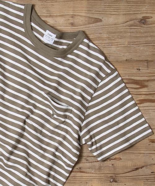 coen（コーエン）の「スラブボーダーポケットTシャツ（Tシャツ/カットソー・メンズ・ブラック/ホワイト/オリーブ/オレンジ・MEDIUM/X-LARGE/LARGE/SMALL）」の20枚目の写真