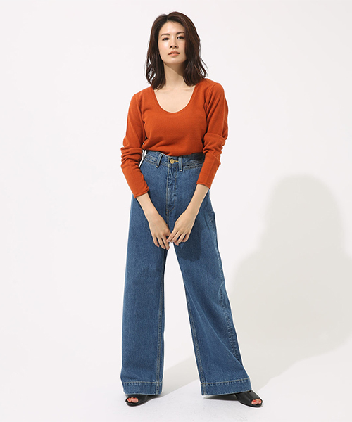 AZUL by moussy（アズールバイマウジー）の「【洗えるニット】ベーシックUネックPO（ニット/セーター・レディース・ブラック/パープル/オフホワイト/オレンジ/カーキ・LARGE/SMALL/X-SMALL/X-LARGE/MEDIUM）」の10枚目の写真