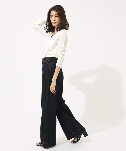 AZUL by moussy（アズールバイマウジー）の「【洗えるニット】ベーシックUネックPO（ニット/セーター・レディース・ブラック/パープル/オフホワイト/オレンジ/カーキ・LARGE/SMALL/X-SMALL/X-LARGE/MEDIUM）」の18枚目の写真