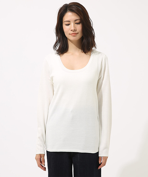 AZUL by moussy（アズールバイマウジー）の「【洗えるニット】ベーシックUネックPO（ニット/セーター・レディース・ブラック/パープル/オフホワイト/オレンジ/カーキ・LARGE/SMALL/X-SMALL/X-LARGE/MEDIUM）」の19枚目の写真