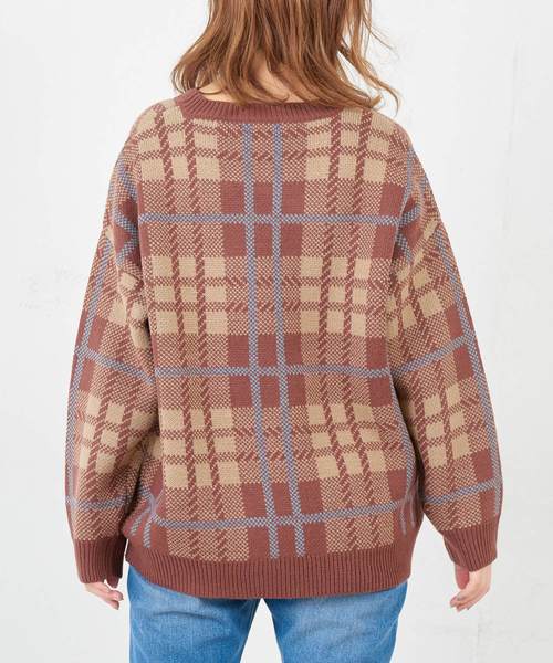 natural couture(ナチュラルクチュール)の「ジャガードチェックニット(ニット/セーター・レディース・ベージュ/ブラウン・FREE)」の11枚目の写真