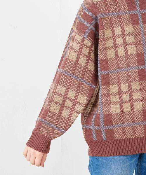 natural couture(ナチュラルクチュール)の「ジャガードチェックニット(ニット/セーター・レディース・ベージュ/ブラウン・FREE)」の16枚目の写真