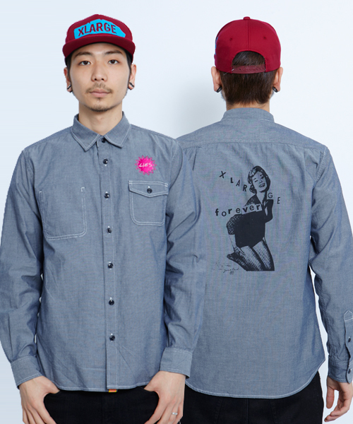 XLARGE（エクストララージ）の「XLARGE×JAMIE REID DUNGAREE SHIRT JAMIE REID（シャツ/ブラウス・メンズ・ブラック/ネイビー・SMALL/MEDIUM/LARGE/X-LARGE）」の2枚目の写真