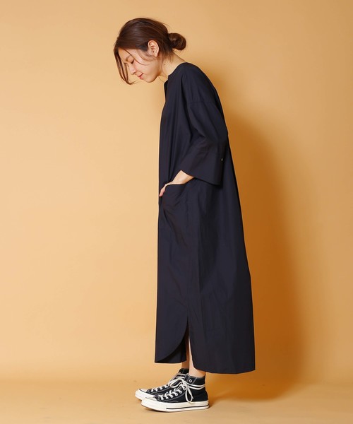 kha:ki（カーキ）の「「KHA:KI / カーキ」サイドスリットキーネック七分袖ワンピースKEY NECK DRESS（ワンピース・レディース・ホワイト/ライトグレー/ネイビー・1）」の11枚目の写真