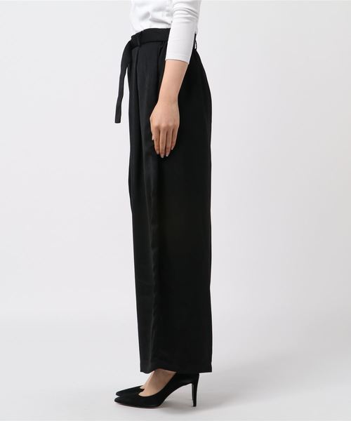 STYLEBLOCK（スタイルブロック）の「ダブルジョーゼットハイウエストワイドパンツ（その他パンツ・レディース・ブラック/ネイビー/キャメル・M）」の4枚目の写真