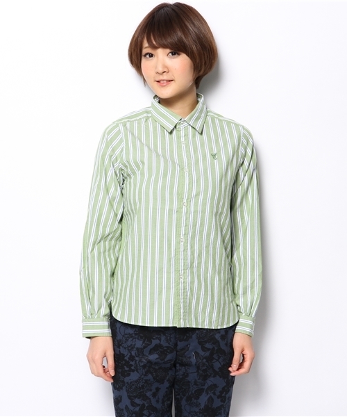 coen（コーエン）の「レジメンタルストライプライトオックスフォードシャツ（シャツ/ブラウス・レディース・オレンジ/ケリー/ライトブルー・LARGE/SMALL/MEDIUM）」の7枚目の写真