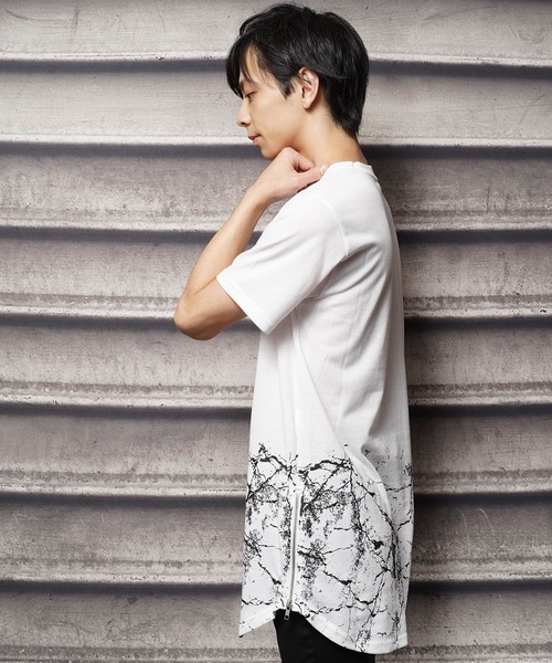 おしゃれスタ(オシャレスタ)の「サイドジップロングデザイン半袖Tシャツ(SS)(Tシャツ/カットソー・メンズ・ブラック/ホワイト・M/L)」の6枚目の写真
