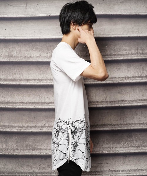 おしゃれスタ(オシャレスタ)の「サイドジップロングデザイン半袖Tシャツ(SS)(Tシャツ/カットソー・メンズ・ブラック/ホワイト・M/L)」の8枚目の写真