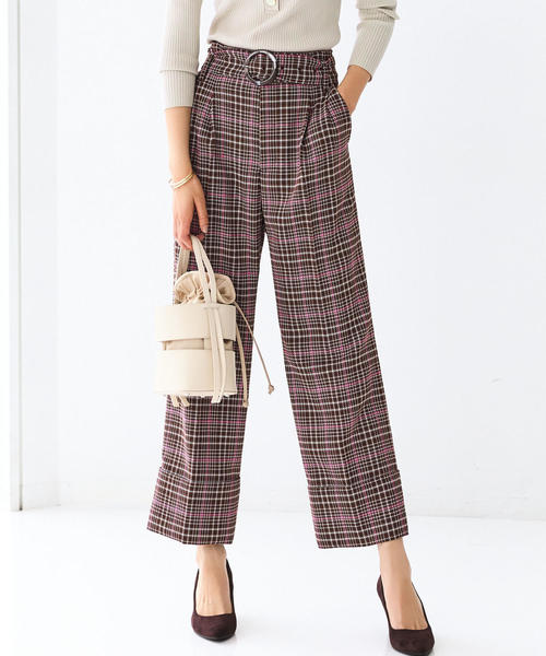 green label relaxing(グリーンレーベルリラクシング)の「◇FM 2タック ベルテッド チェック パンツ(その他パンツ)」 - WEAR green label relaxing(グリーンレーベルリラクシング)の「◇FM 2タック ベルテッド チェック パンツ(その他パンツ)」 - WEAR