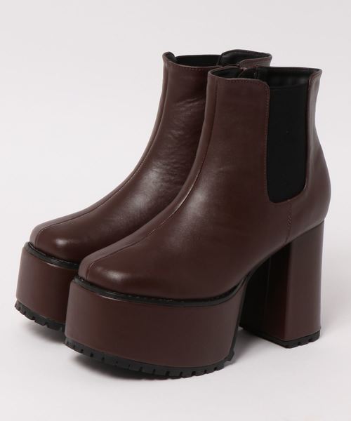 SUNNY ROOM(サニールーム)の「【厚底】スクエアトゥチャンキーヒールブーツ 101-WK(ブーツ・レディース・ブラック/ダークブラウン・S/M/L/LL)」の6枚目の写真