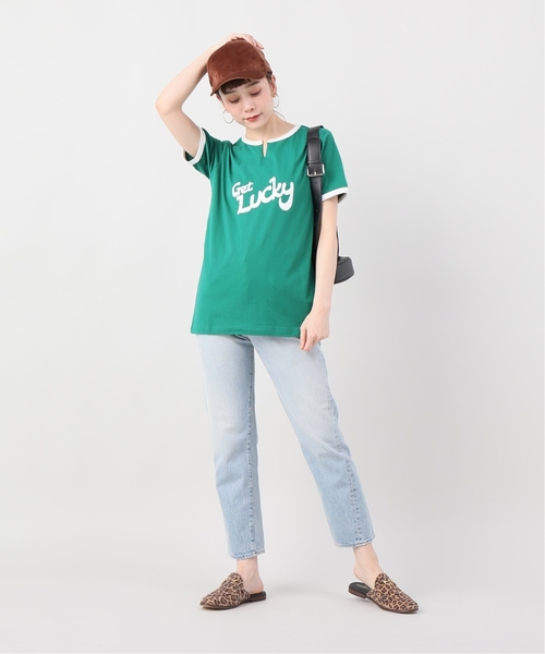 B.C STOCK(ベーセーストック)の「リンガーTシャツ(Tシャツ/カットソー・レディース・ネイビー/レッド/グリーン・FREE)」の14枚目の写真