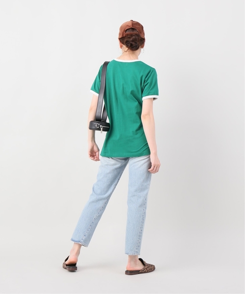 B.C STOCK(ベーセーストック)の「リンガーTシャツ(Tシャツ/カットソー・レディース・ネイビー/レッド/グリーン・FREE)」の6枚目の写真