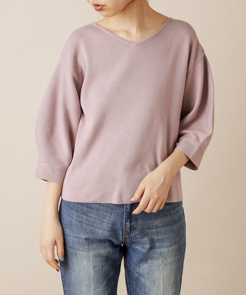 natural couture（ナチュラルクチュール）の「前後2WAYバルーン袖ニット（ニット/セーター・レディース・アイボリー/ブラウン/キャメル/ピンク/ボルドー・FREE）」の22枚目の写真