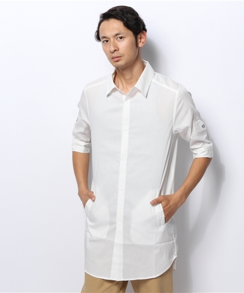 WHO'S WHO gallery（フーズフーギャラリー）の「【GIGGER】ロングシャツ5分（シャツ/ブラウス・メンズ・ホワイト/ブルー/グレー・SMALL/MEDIUM）」の2枚目の写真