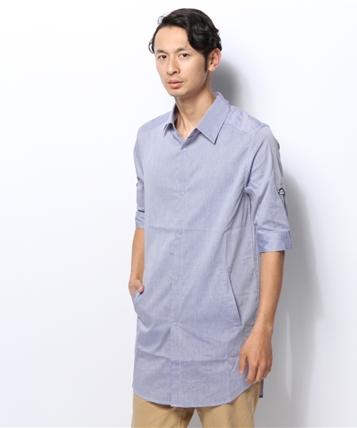 WHO'S WHO gallery（フーズフーギャラリー）の「【GIGGER】ロングシャツ5分（シャツ/ブラウス・メンズ・ホワイト/ブルー/グレー・SMALL/MEDIUM）」の3枚目の写真