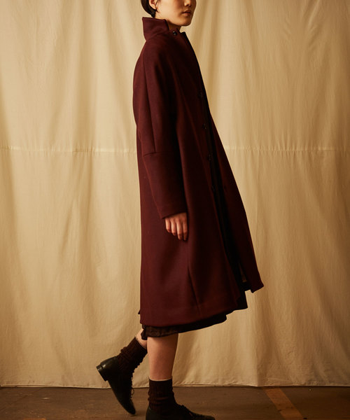 suzuki takayuki バーガンディ ロングコート suzuki takayuki（スズキタカユキ）の「tailored-collar coat