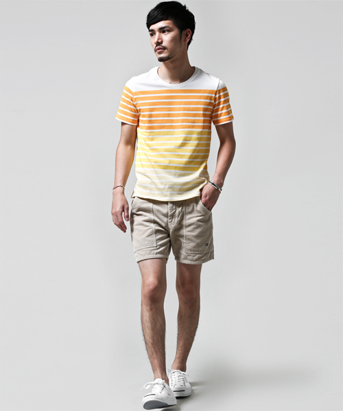 NANO universe（ナノユニバース）の「WEB限定 / グラデーションボーダーTee（Tシャツ/カットソー・メンズ・ネイビー/イエロー/グレー・MEDIUM/LARGE/X-LARGE/SMALL）」の13枚目の写真