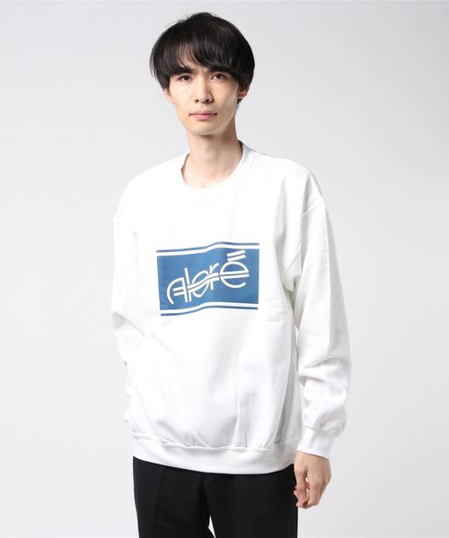 ALORE（アローレ）の「ロゴプリント クルーネックスウェットシャツ ｜ALORE (アローレ)（スウェット・メンズ・ホワイト/ライトブルー/ブラック/パープル/ヘザーグレー/アーミー/マルーン・S/M/L/XL）」の2枚目の写真
