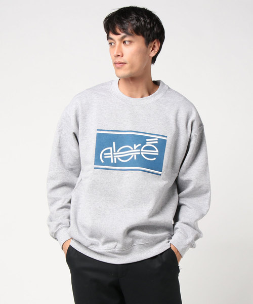 ALORE（アローレ）の「ロゴプリント クルーネックスウェットシャツ ｜ALORE (アローレ)（スウェット・メンズ・ホワイト/ライトブルー/ブラック/パープル/ヘザーグレー/アーミー/マルーン・S/M/L/XL）」の4枚目の写真
