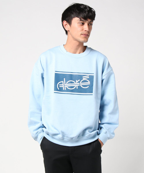 ALORE（アローレ）の「ロゴプリント クルーネックスウェットシャツ ｜ALORE (アローレ)（スウェット・メンズ・ホワイト/ライトブルー/ブラック/パープル/ヘザーグレー/アーミー/マルーン・S/M/L/XL）」の6枚目の写真