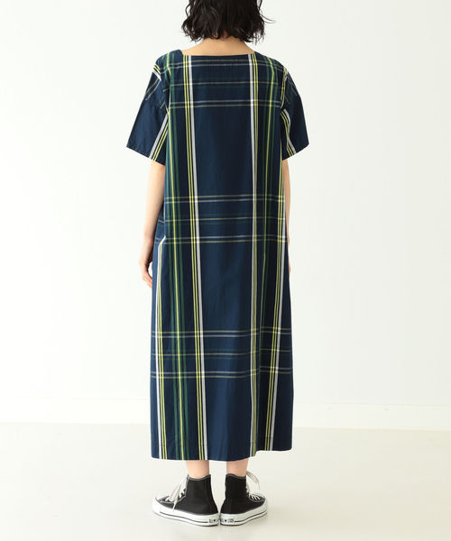 値下げ中 BEAMS BOY ビッグタータン チェック ボートネック ワンピース 