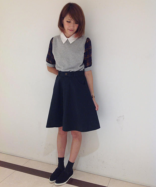 natural couture（ナチュラルクチュール）の「ツイルフレアスカート（スカート・レディース・ベージュ/オレンジ/グリーン/ネイビー・FREE）」の14枚目の写真