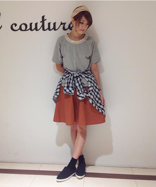 natural couture（ナチュラルクチュール）の「ツイルフレアスカート（スカート・レディース・ベージュ/オレンジ/グリーン/ネイビー・FREE）」の13枚目の写真